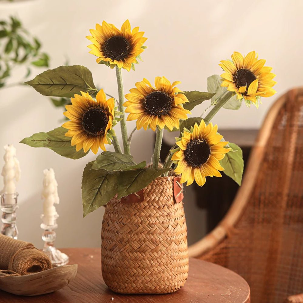 One - Head Artificial Sunflower Stem 19.7" Tall - RusticReach
