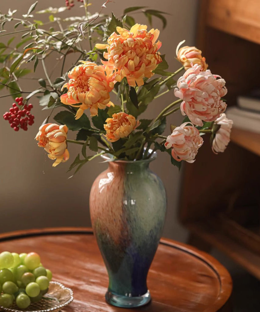 Three - Head Seattle Dahlia Flower Stem 30.7" Tall - RusticReach