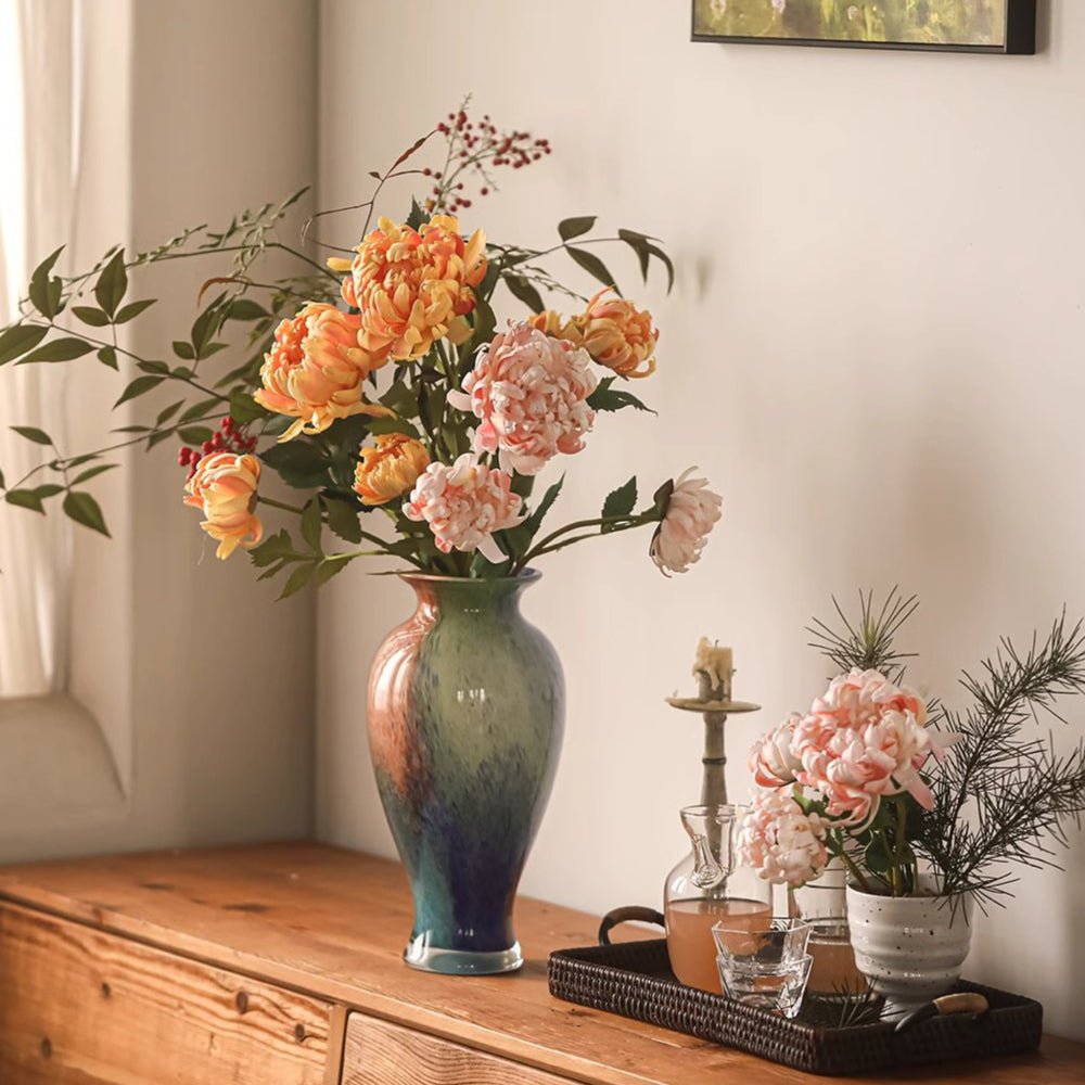 Three - Head Seattle Dahlia Flower Stem 30.7" Tall - RusticReach