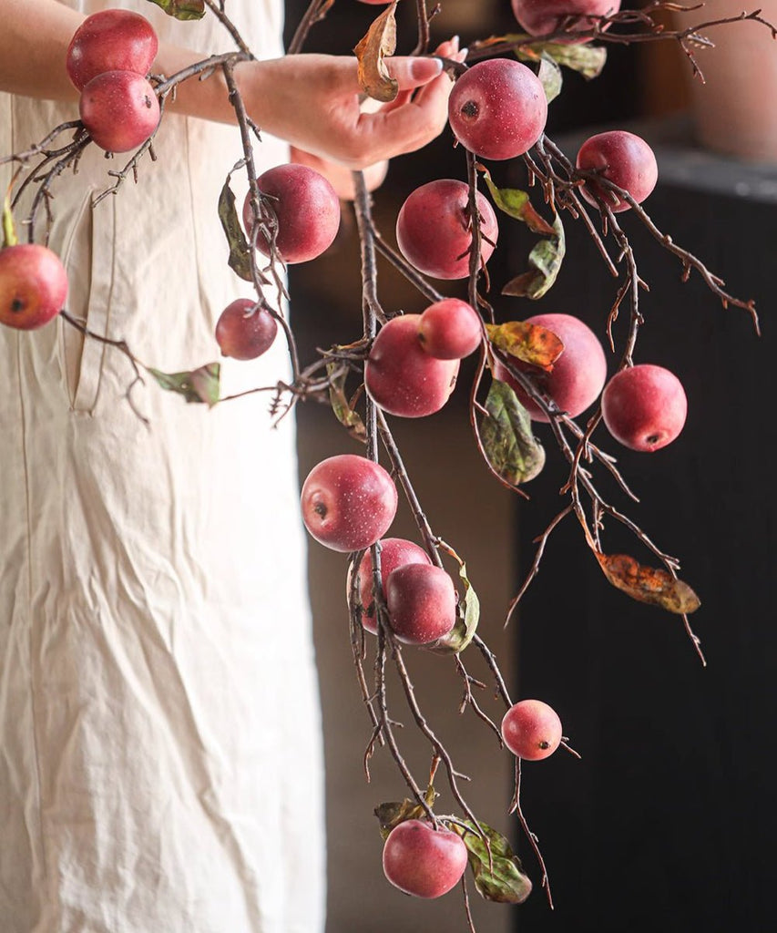 Faux Red Apple Branch Stem 36" Tall - RusticReach