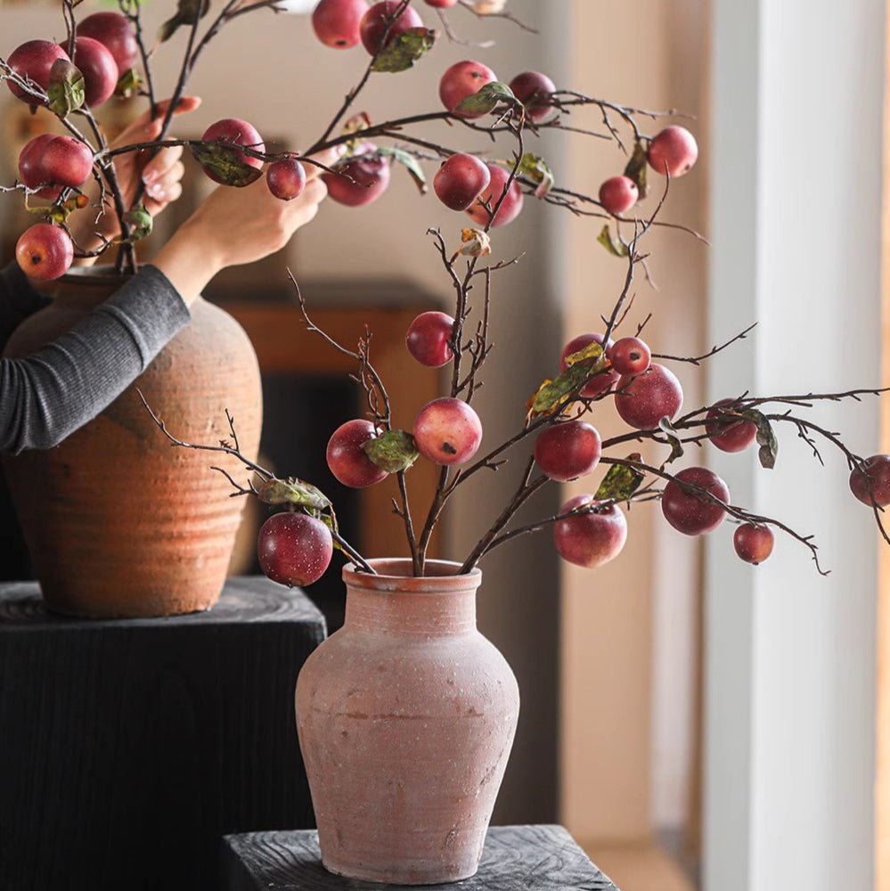 Faux Red Apple Branch Stem 36" Tall - RusticReach