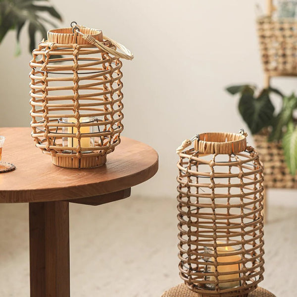 Decorative Bamboo Woven Lantern Holder - RusticReach