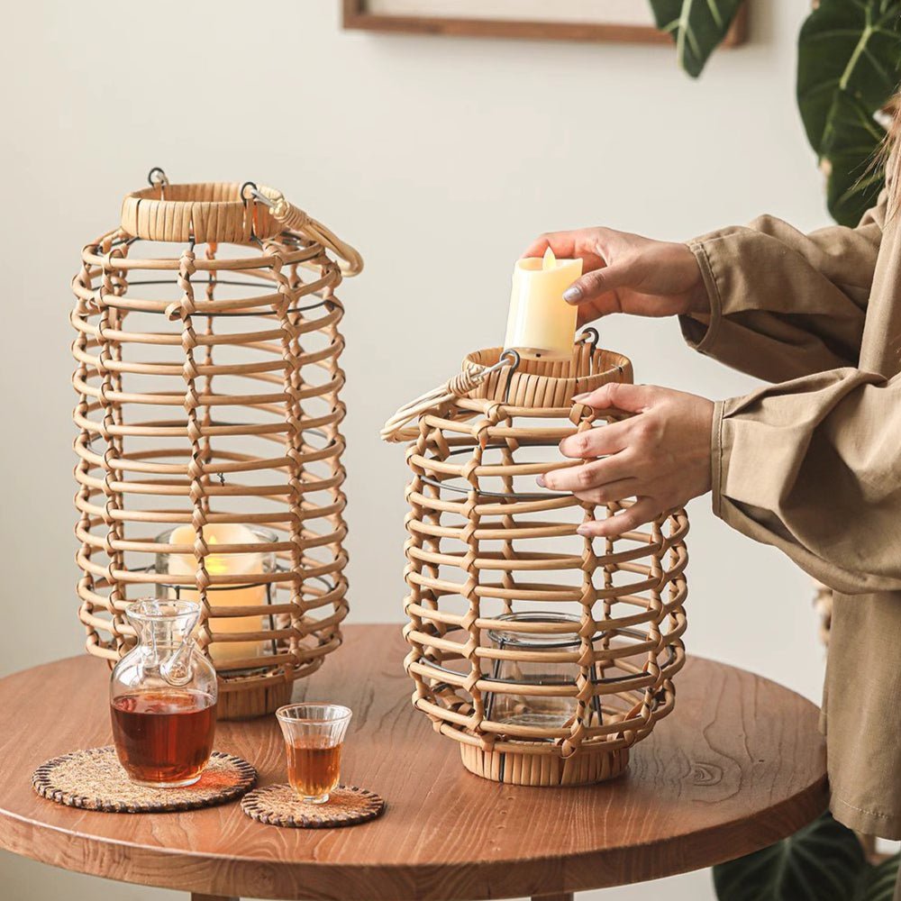 Decorative Bamboo Woven Lantern Holder - RusticReach