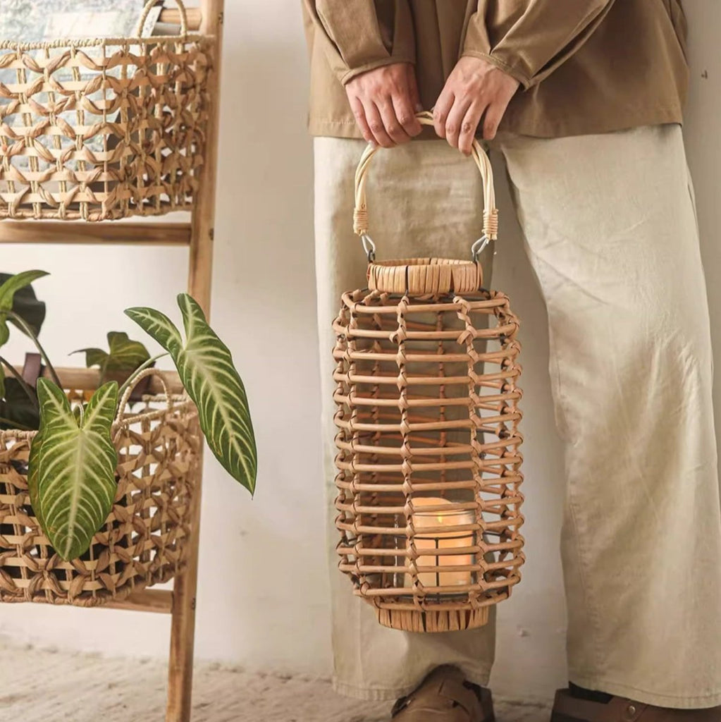 Decorative Bamboo Woven Lantern Holder - RusticReach