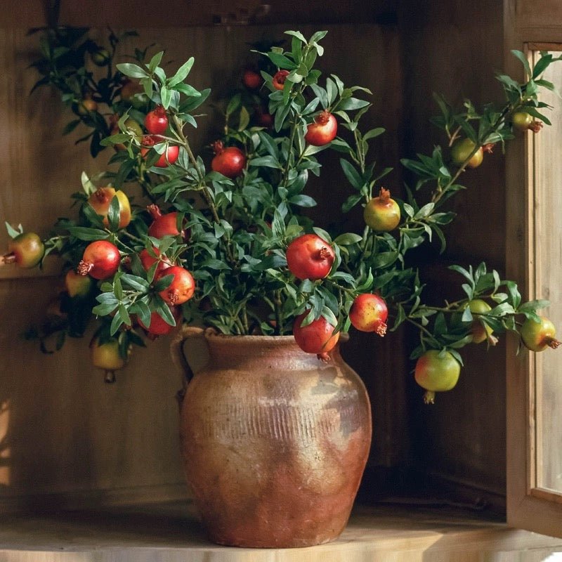 Big Fruit Faux Pomegranate Stem 32" Tall - RusticReach