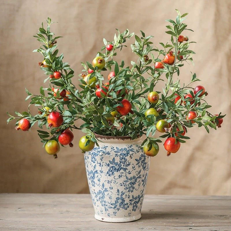 Big Fruit Faux Pomegranate Stem 32" Tall - RusticReach