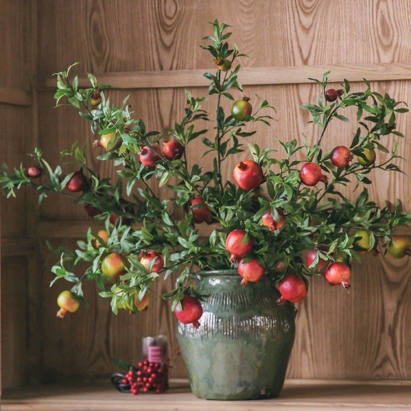 Big Fruit Faux Pomegranate Stem 32" Tall - RusticReach