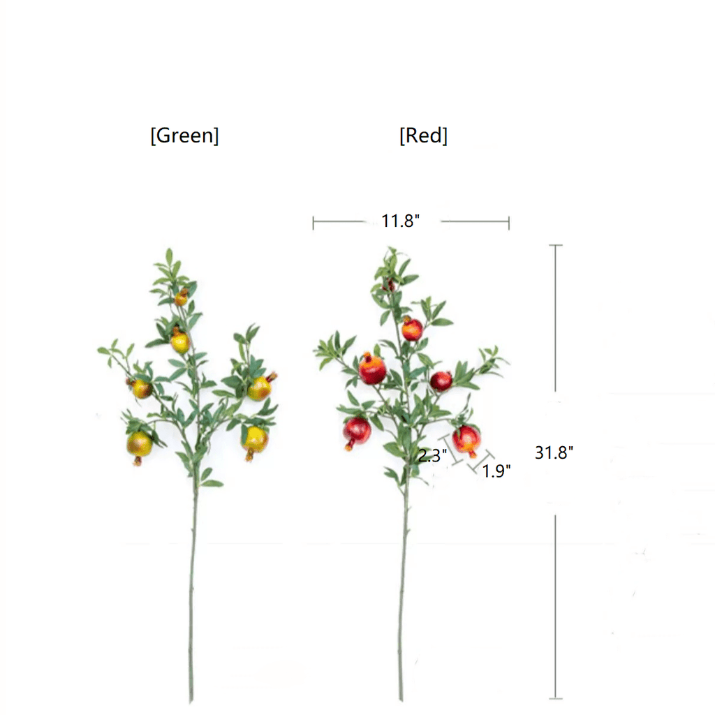Big Fruit Faux Pomegranate Stem 32" Tall - RusticReach