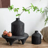 Black Wooden Vase Narrow Neck Decorative Bottle - RusticReach