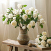 White Cabbage Rose Stem 20.8" Tall - RusticReach