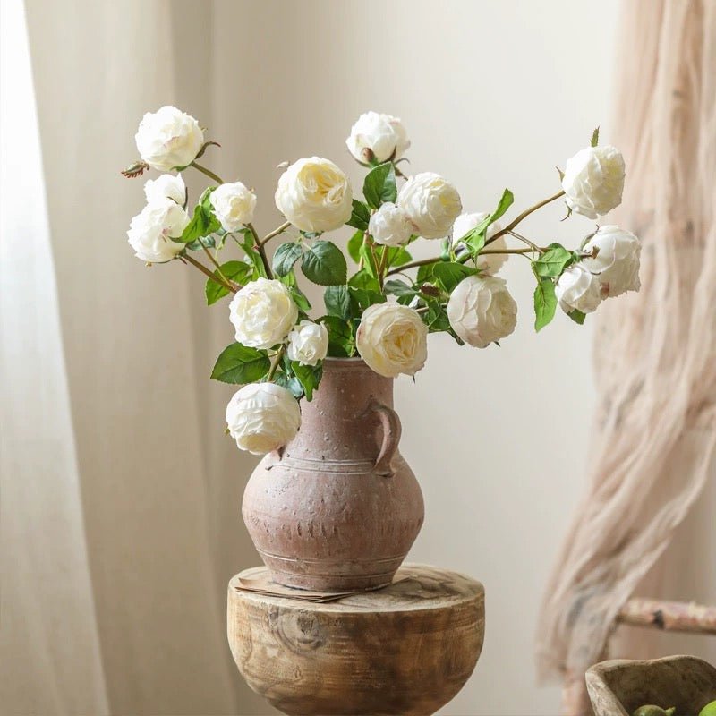 White Cabbage Rose Stem 20.8" Tall - RusticReach