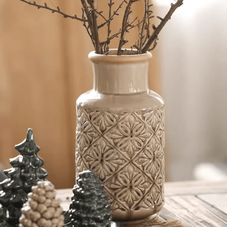 Domino Embossed Pattern Vase - RusticReach