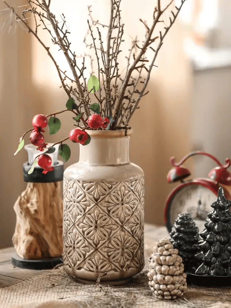 Domino Embossed Pattern Vase - RusticReach