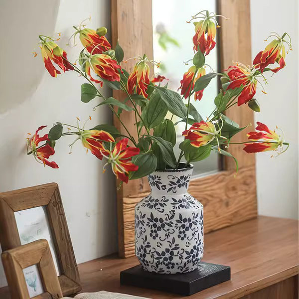 Faux Fire Lily Stem 31.9" Tall