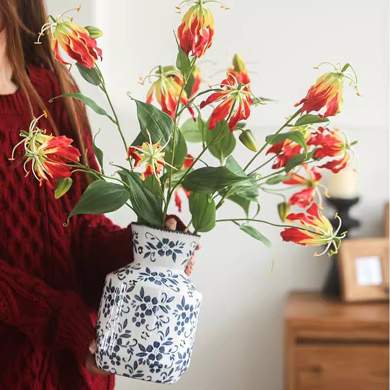 Faux Fire Lily Stem 31.9" Tall - RusticReach