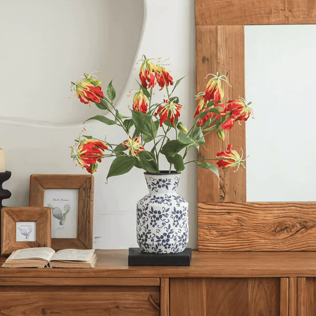 Faux Fire Lily Stem 31.9" Tall - RusticReach