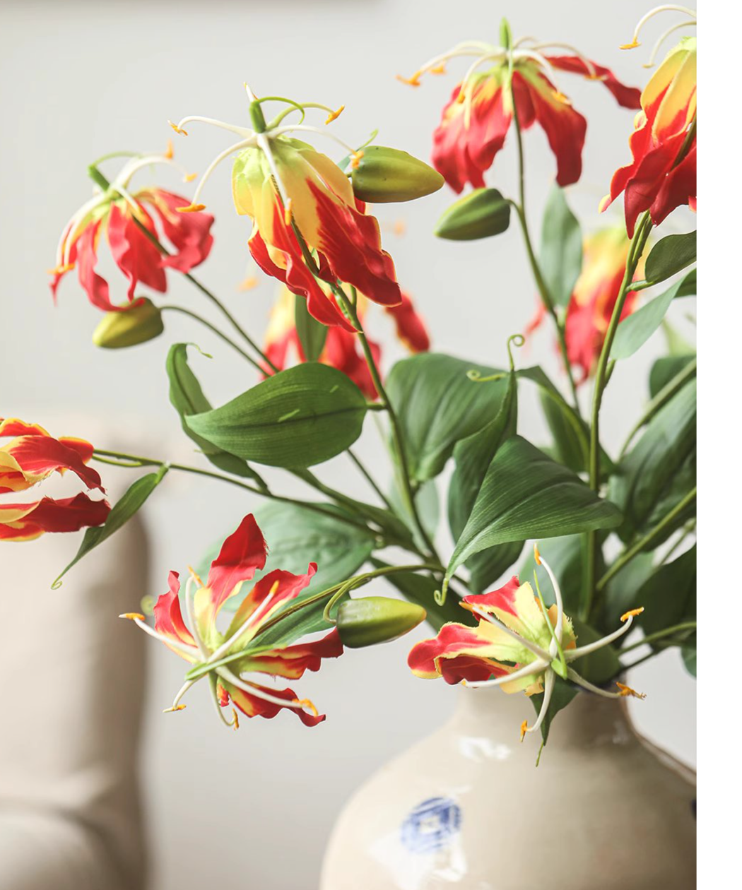 Faux Fire Lily Stem 31.9" Tall