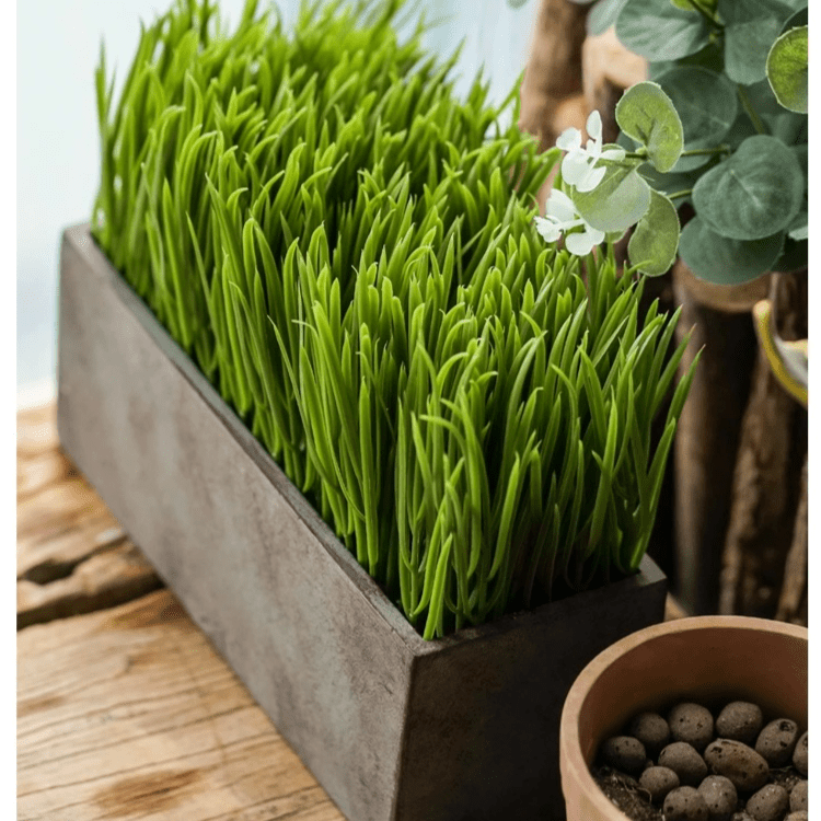 Faux Grass in Black Pot - RusticReach