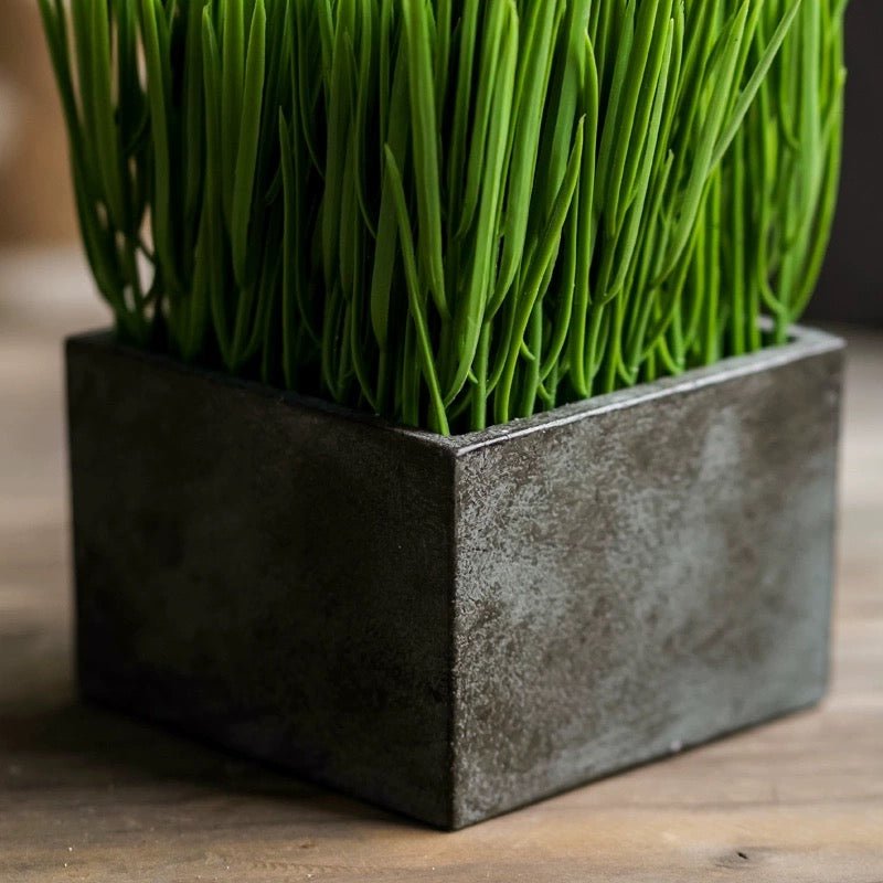 Faux Grass in Black Pot - RusticReach