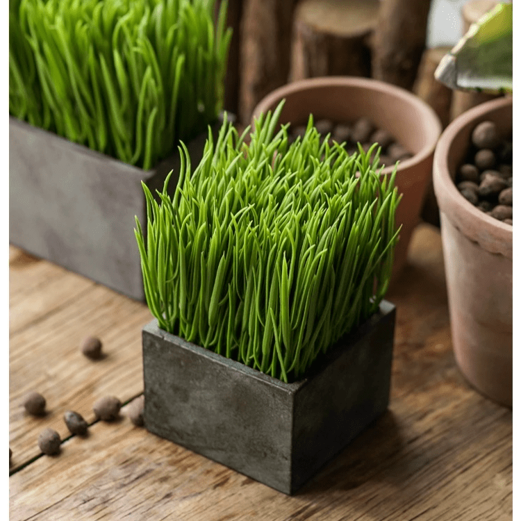 Faux Grass in Black Pot - RusticReach