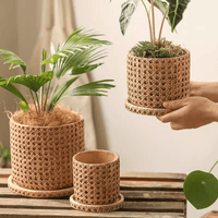 Faux Woven Grid Cement Pot