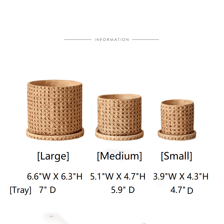 Faux Woven Grid Cement Pot - RusticReach