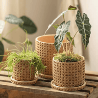 Faux Woven Grid Cement Pot