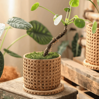 Faux Woven Grid Cement Pot