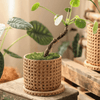 Faux Woven Grid Cement Pot - RusticReach