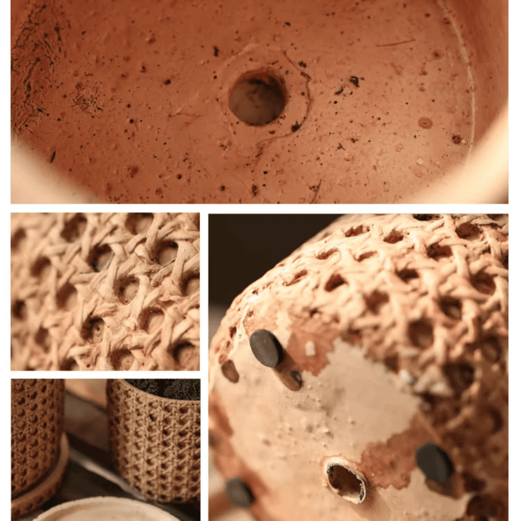 Faux Woven Grid Cement Pot - RusticReach