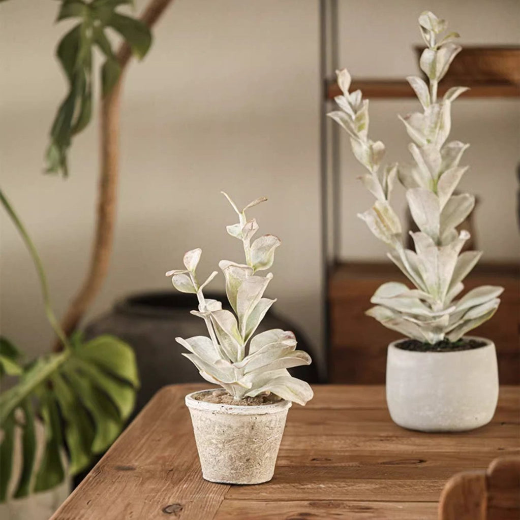 Realistic Green Plant in Ceramic Pot - RusticReach