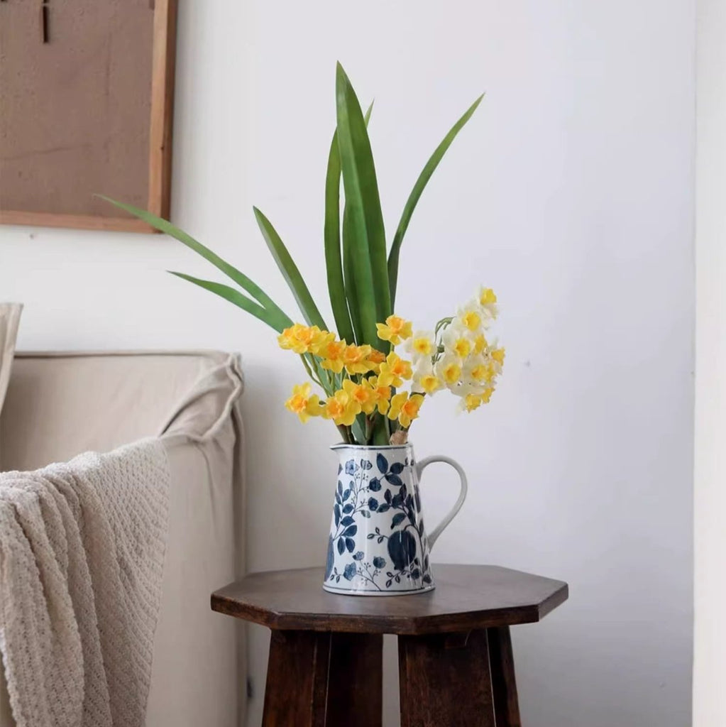 Pomegranate Hand - Painted Blue and White Porcelain Vase - RusticReach