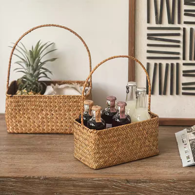 Rectangular Woven Carry Basket Organizer