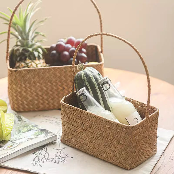 Rectangular Woven Carry Basket Organizer