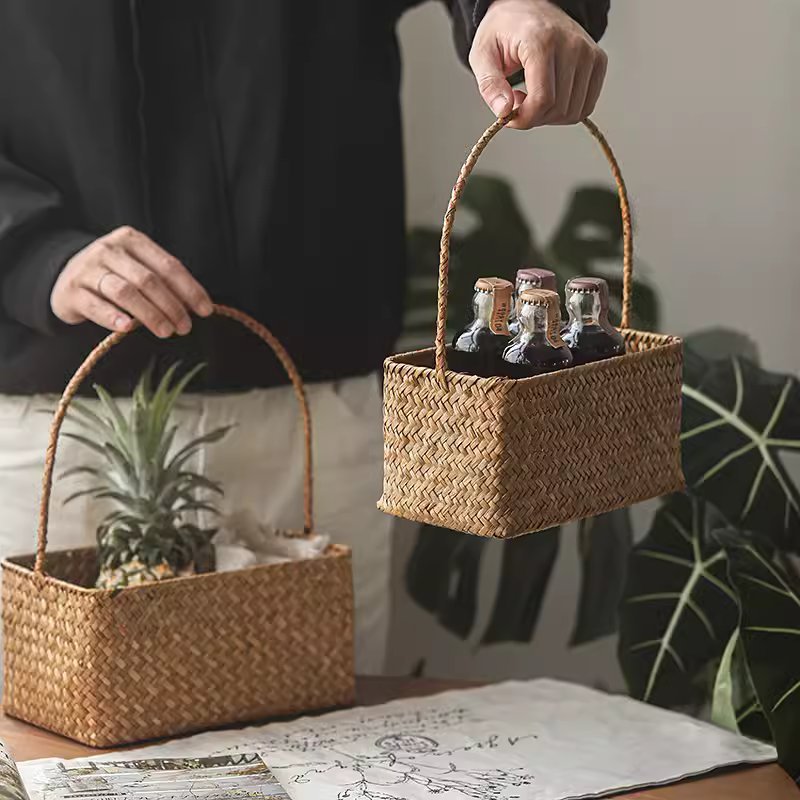Rectangular Woven Carry Basket Organizer - RusticReach