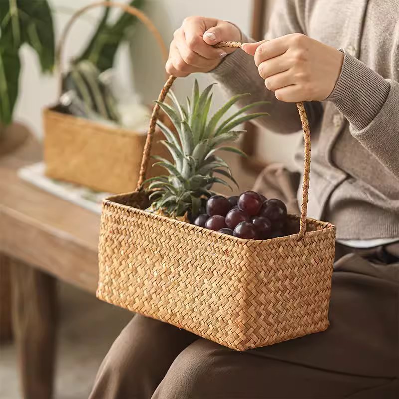 Rectangular Woven Carry Basket Organizer - RusticReach