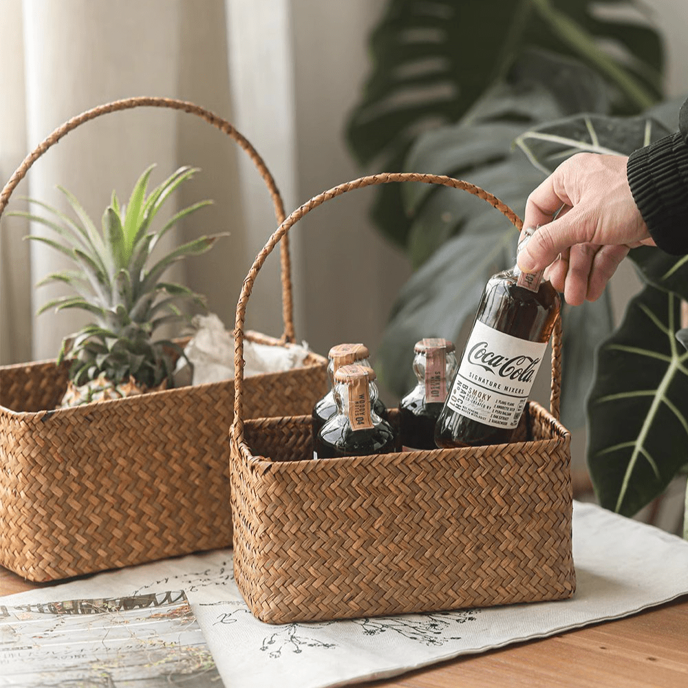Rectangular Woven Carry Basket Organizer - RusticReach