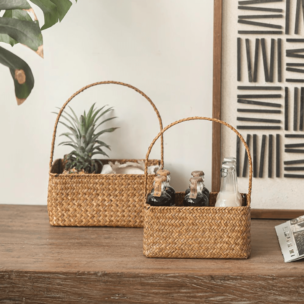 Rectangular Woven Carry Basket Organizer - RusticReach