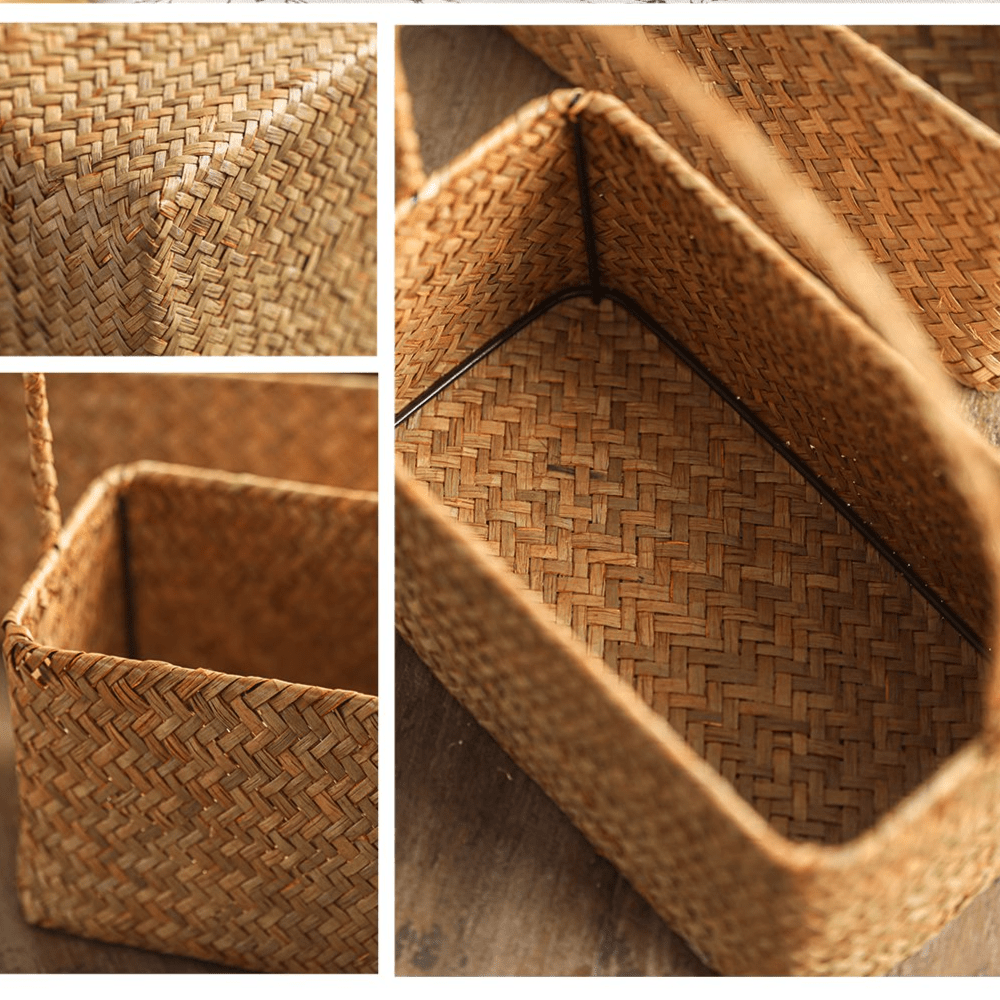 Rectangular Woven Carry Basket Organizer - RusticReach