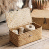 Rectangular Natural Straw Storage Basket with Lid - RusticReach