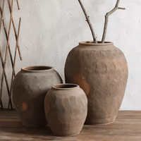 Round Earthenware Brown Pot