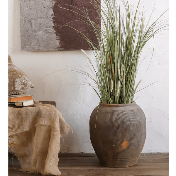 Round Earthenware Brown Pot