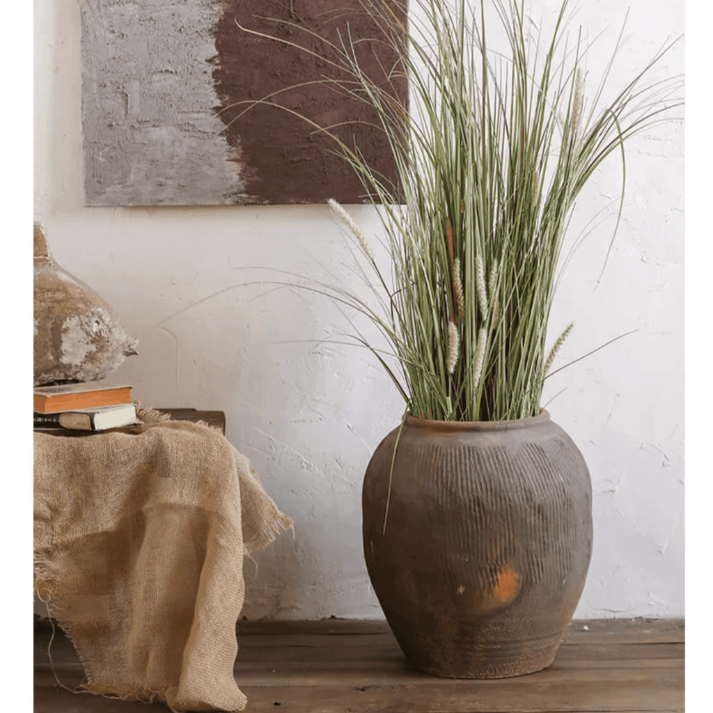 rusticreach large terracotta red concrete planter pot Round Earthenware Brown Pot