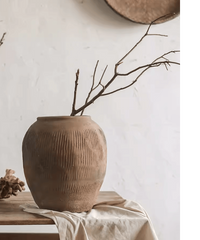 Round Earthenware Brown Pot