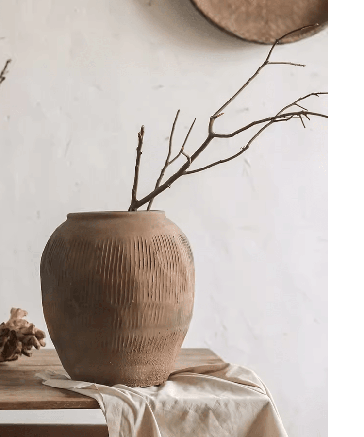 Round Earthenware Brown Pot - RusticReach