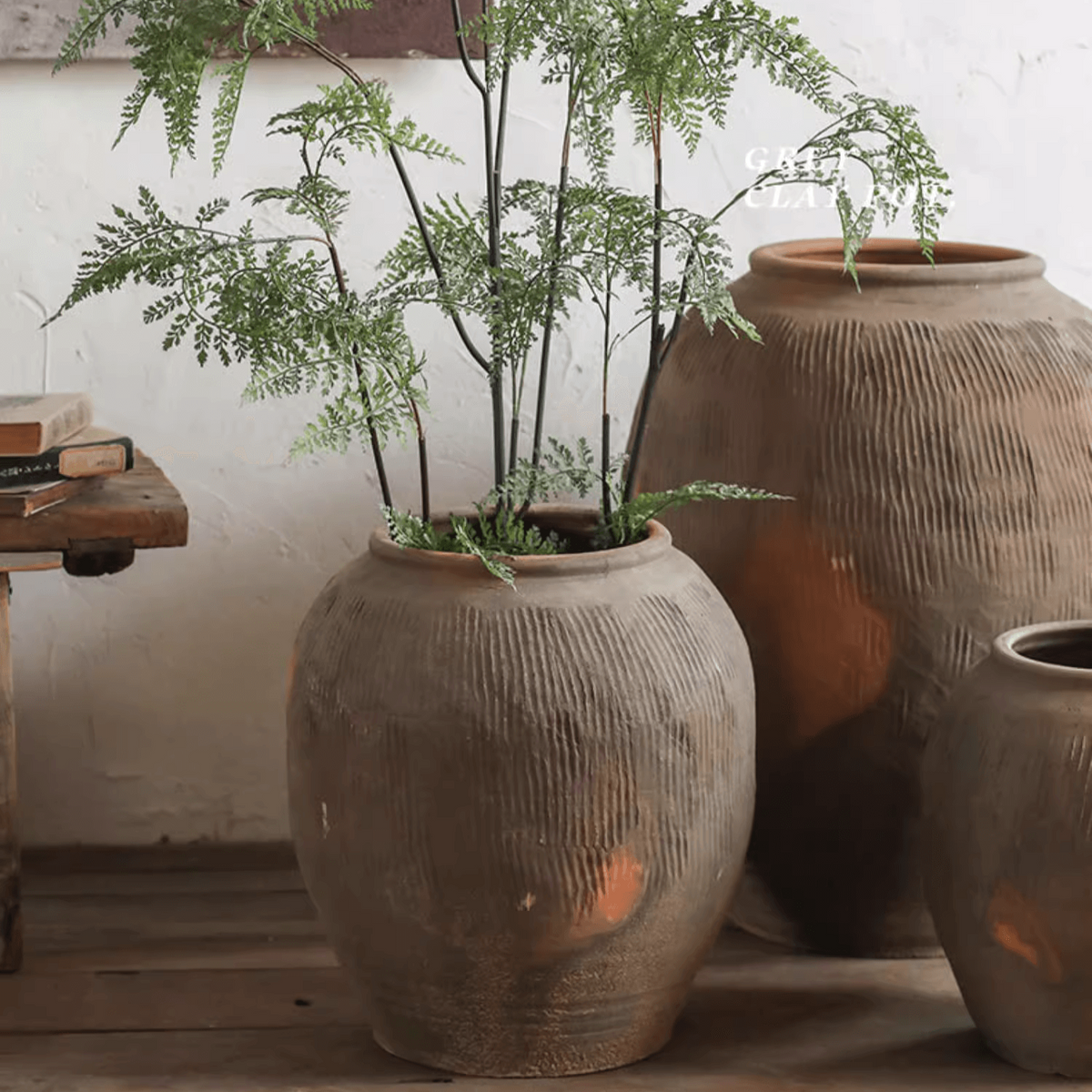 Round Earthenware Brown Pot