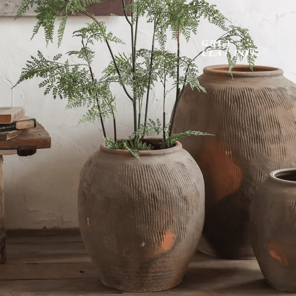 Round Earthenware Brown Pot - RusticReach