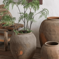 Round Earthenware Brown Pot