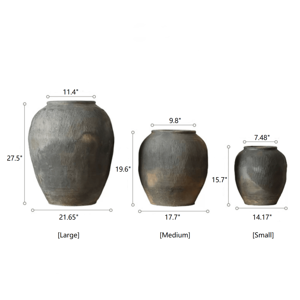 Round Earthenware Gray Pot - RusticReach