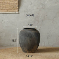 Round Earthenware Gray Pot
